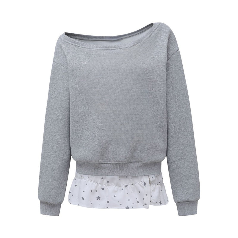 Star-Patterned Patchwork Sweatshirt