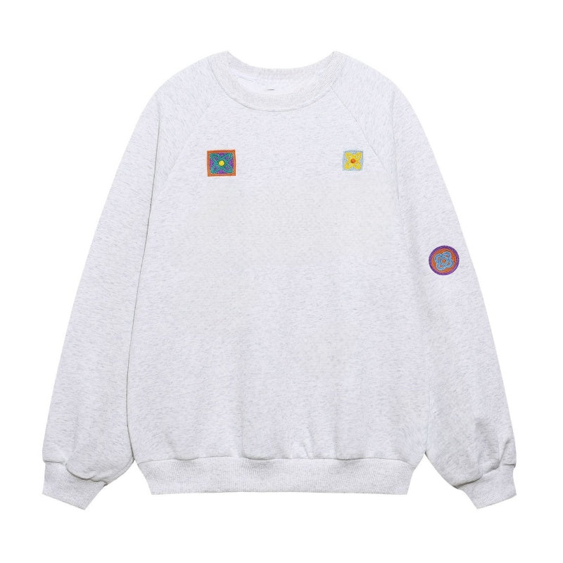 Retro Floral Embroidered Sweatshirt