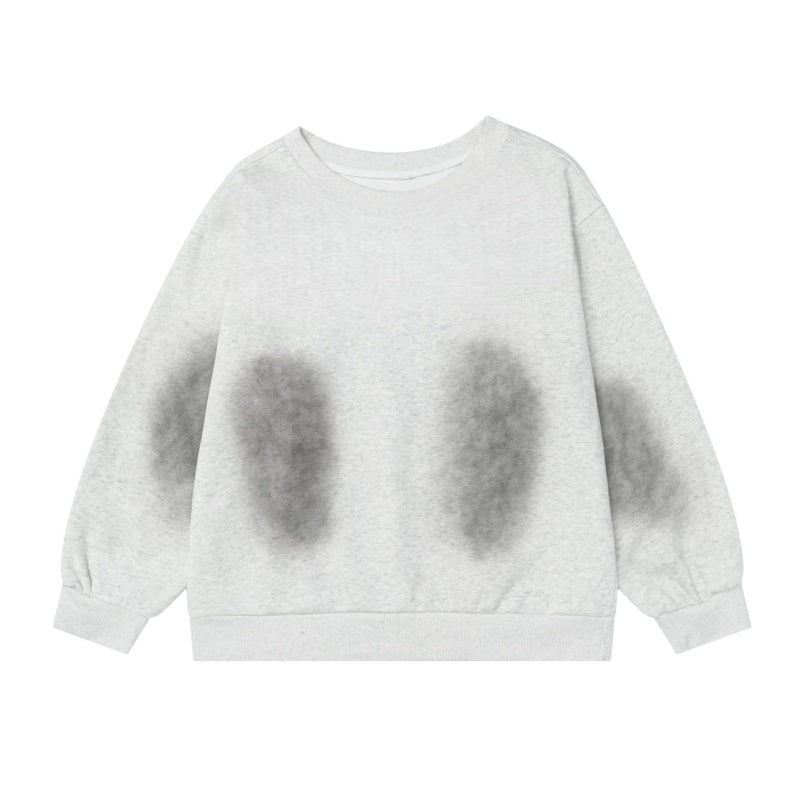 Gray Tie-Dye Sweatshirt With Wide Neckline